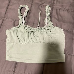 Green cropped tank top